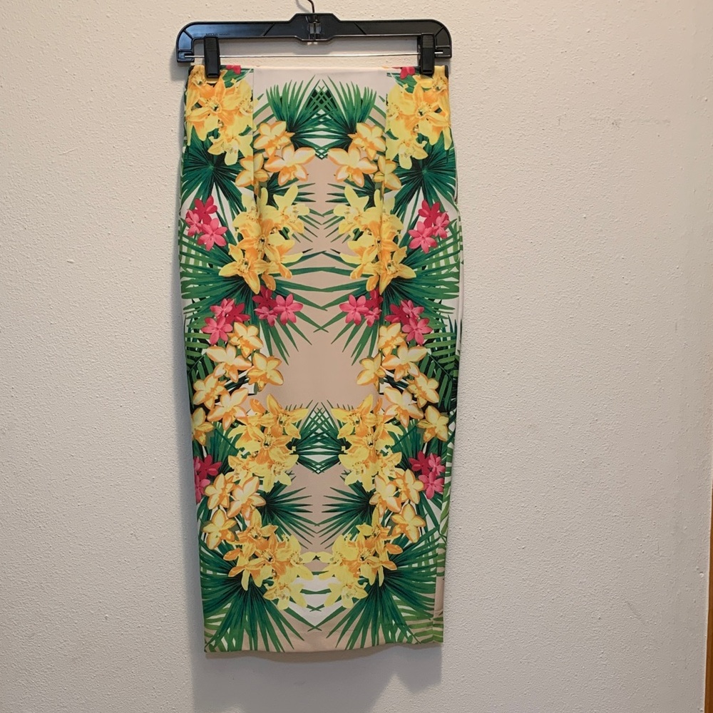 XOXO Tropical Floral High Waisted Pencil Skirt